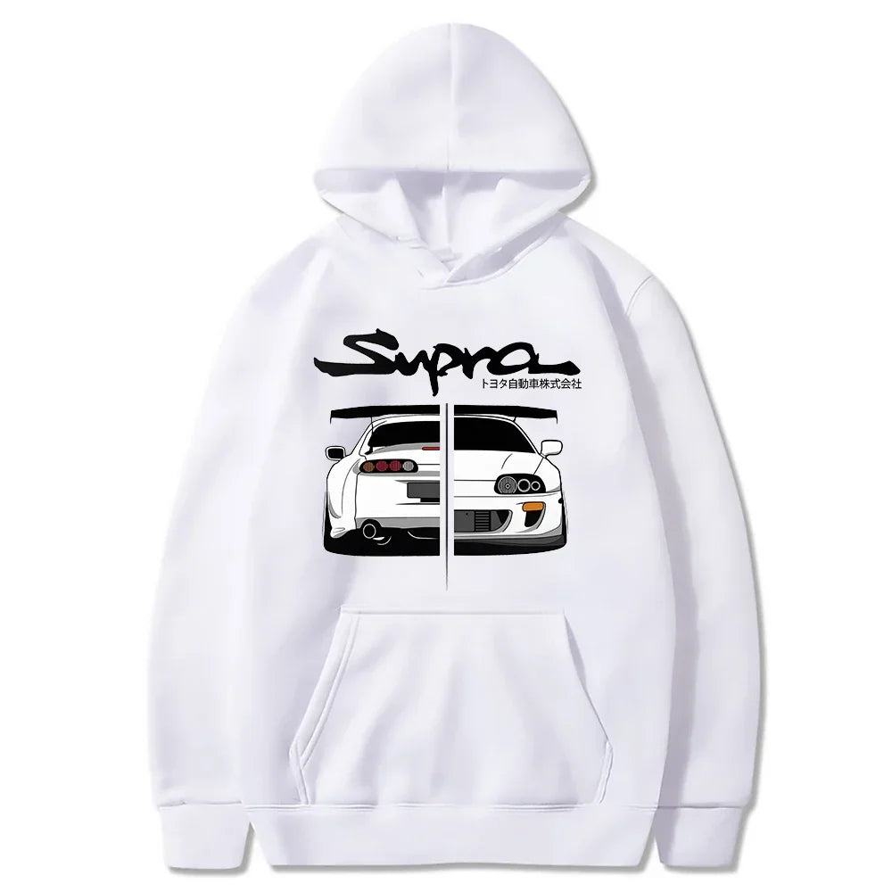 Initial D Supra Hoodie – Lightweight Japanese-Style Manga Print Sweatshirt with Loose Fit and Long Sleeves for Spring-Autumn Comfort