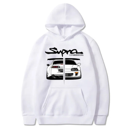 Initial D Supra Hoodie – Lightweight Japanese-Style Manga Print Sweatshirt with Loose Fit and Long Sleeves for Spring-Autumn Comfort