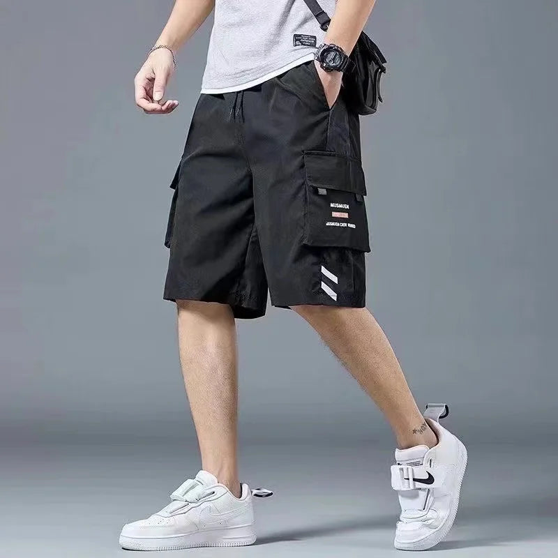 Workwear shorts, men's multiple pockets, medium shorts, summer thin loose cropped pants - Ellianto fashion Men's