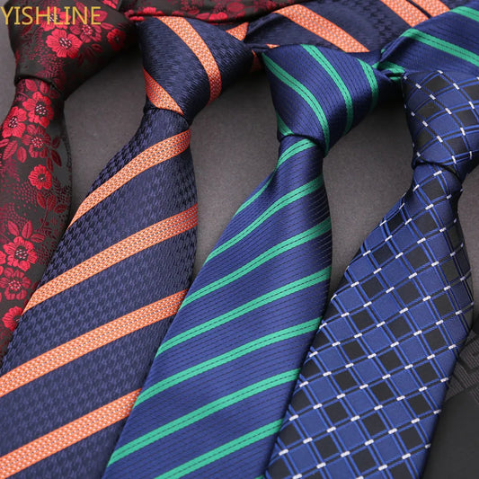 Man Tie Festival Fashion Striped Black Necktie Orange Dark Blue Gravata For Men Slim Paisley Floral Fit Wedding Corbatas Neck - Ellianto fashion Men's