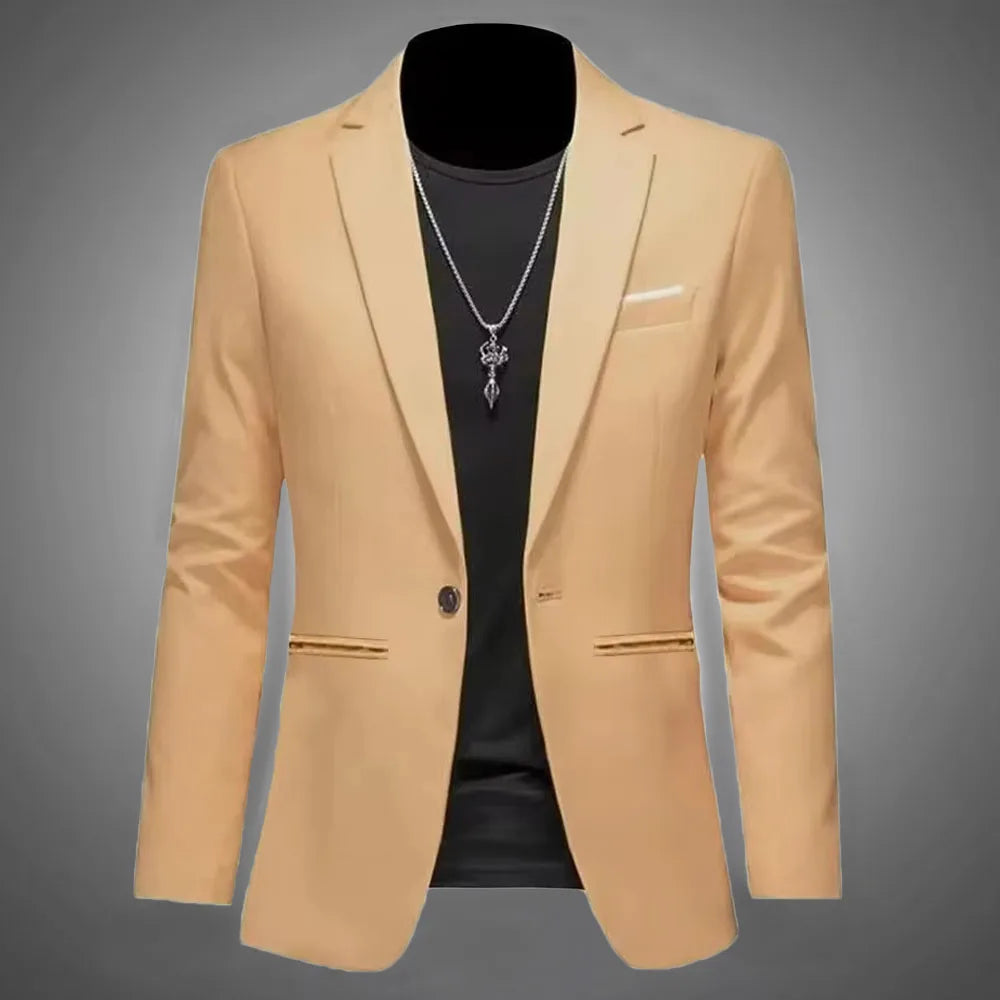 Men's Trendy Leisure Boutique Suit Jacket Autumn Casual Business Slim Fit Non-ironing Single Button Suit Solid Formal Blouse - Ellianto fashion Men's
