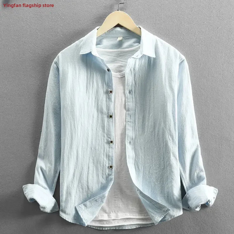 Summer Cotton-Linen Long-Sleeve Shirt – Lightweight Breathability and Effortless Sophistication for the Modern Man