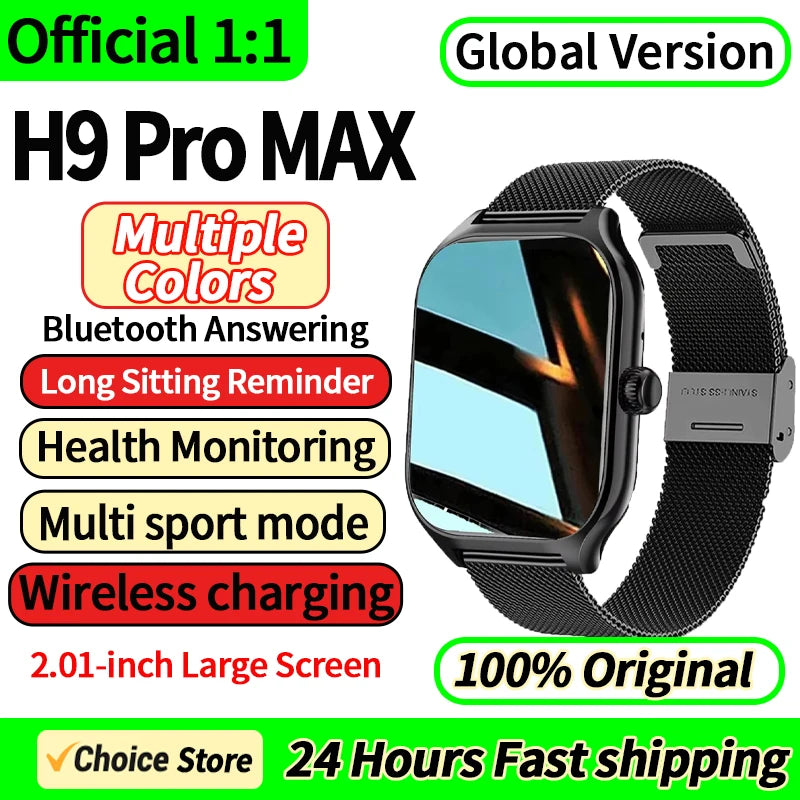 New Smart Watch H9 Pro MAX 2.01-inch HD Display Bluetooth Call Message Alert Sports Mode Smartwatch For Men Women - Ellianto fashion Men's