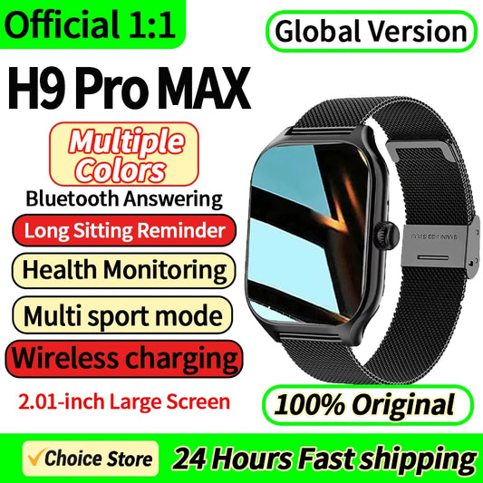 New Smart Watch H9 Pro MAX 2.01-inch HD Display Bluetooth Call Message Alert Sports Mode Smartwatch For Men Women - Ellianto fashion Men's