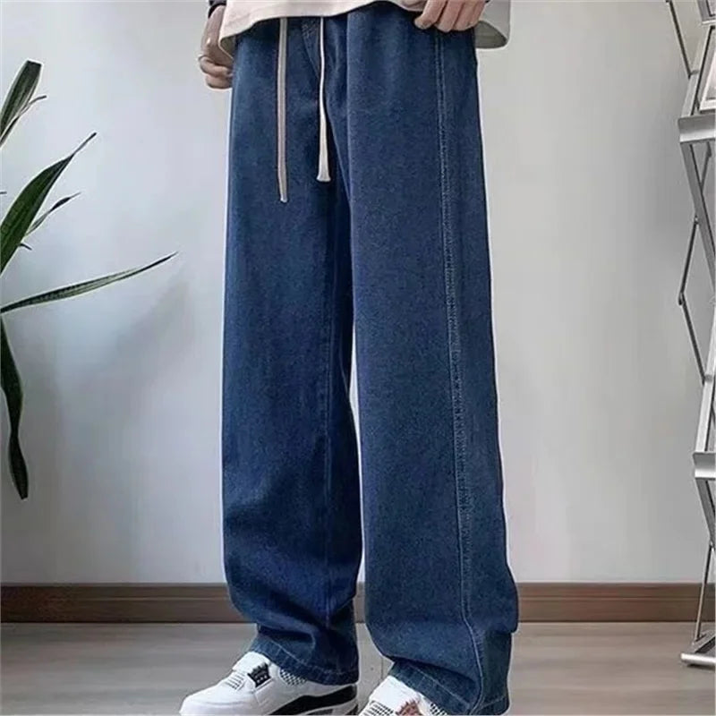 Loose Straight Leg Men's Jeans Summer Trendy Casual Versatile Handsome New Style Long Pants Clothing Matching - Ellianto fashion Men's