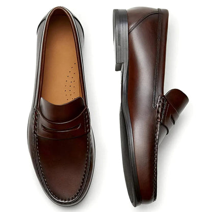 Vintage Top Layer Genuine Leather Slip on Loafers Breathable Moccasins Driving Design Casual Cowhide Shoes for Men - Ellianto fashion Men's