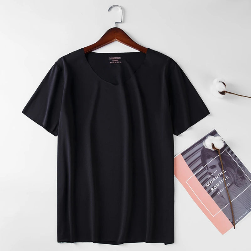 M-3XL Male Summer Casual Vest Sleeveless V-Neck Ice Silk Vest T-Shirts Tank Top Breathable Sports Undershirt Gyms Running Vest 2025 - Ellianto fashion Men's
