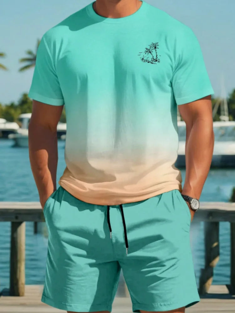 Set Men's Short Sleeve Shorts Set Hawaiian Fashion Suit Summer Casual Outdoor Beach 2pcs Men Clothing Male - Ellianto fashion Men's
