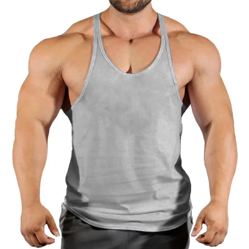 Men's Basic Solid Color Cotton Tank Tops Sleeveless Y-Back Vest Gym Muscle Training Athletic Workout Undershirt Activewear - Ellianto fashion Men's