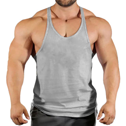 Men's Basic Solid Color Cotton Tank Tops Sleeveless Y-Back Vest Gym Muscle Training Athletic Workout Undershirt Activewear - Ellianto fashion Men's