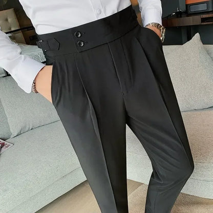 Draped Trousers for Men Fluid High Waist Brown Man Suits Pants Up Spring Clothes Quality Korean Reviews Many Stylish Tailoring - Ellianto fashion Men's