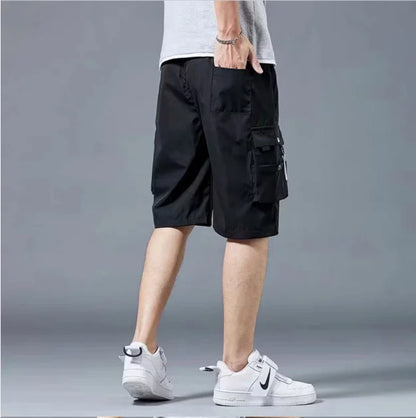 Workwear shorts, men's multiple pockets, medium shorts, summer thin loose cropped pants - Ellianto fashion Men's