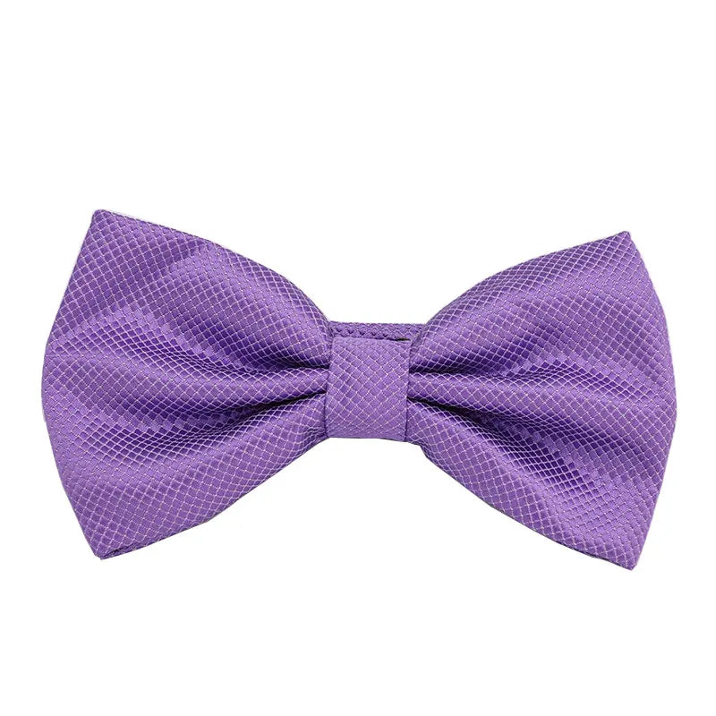 Solid Bowtie Mans Tie Solid Fashion Check Bowties Wedding Banquet Black Gold Red Green Pink Black White Classic Bow Ties For Men - Ellianto fashion Men's