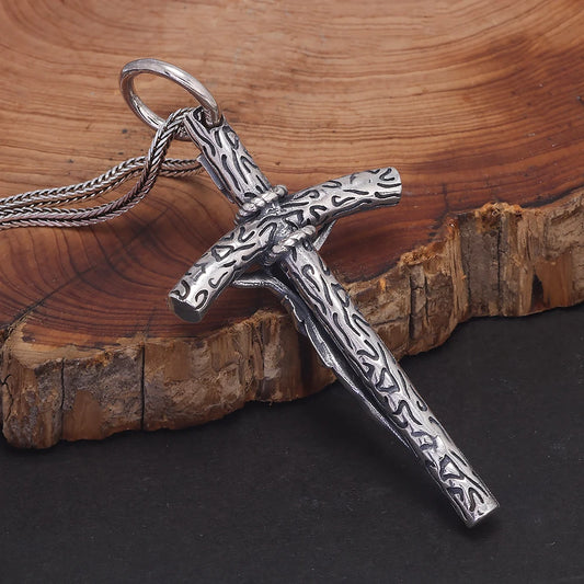 Pure 925 Sterling Silver Crucifix Cross Pendant for Men Women Vintage Catholic Christ Jesus Necklace Regilion Jewelry - Ellianto fashion Men's