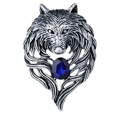 Wolf Brooche Rhinestone Collar Pins Badge Brooches Fashion Suit Shirt Clothing Jewelry for Men Accessories New Vintage Animal