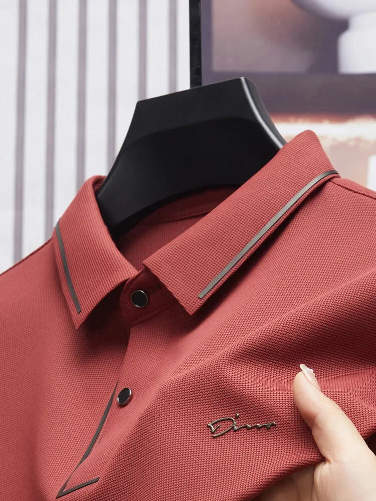 Men's New Polo Shirt Seamless Premium Luxury Cool Fabric Business Casual Golf Slim Fit Blouse Collar T-shirt - Ellianto fashion Men's