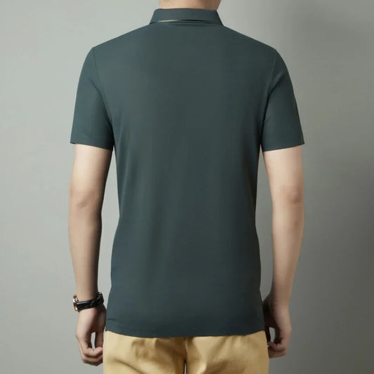 Men's New Polo Shirt Seamless Premium Luxury Cool Fabric Business Casual Golf Slim Fit Blouse Collar T-shirt - Ellianto fashion Men's