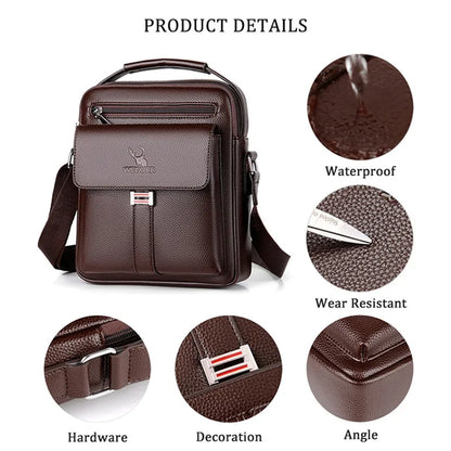 Men's Genuine Leather Crossbody Shoulder Bags High quality Tote Fashion Business Man Messenger Bag Leather Bags fanny pack - Ellianto fashion Men's