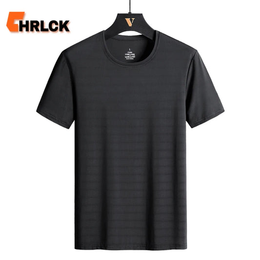 CHRLCK Plus Size Summer Ice Silk Short Sleeve T-Shirt Men's Loose Thin Sports T-shirt For Seniors Outdoor Fitness Casual T-shirt - Ellianto fashion Men's