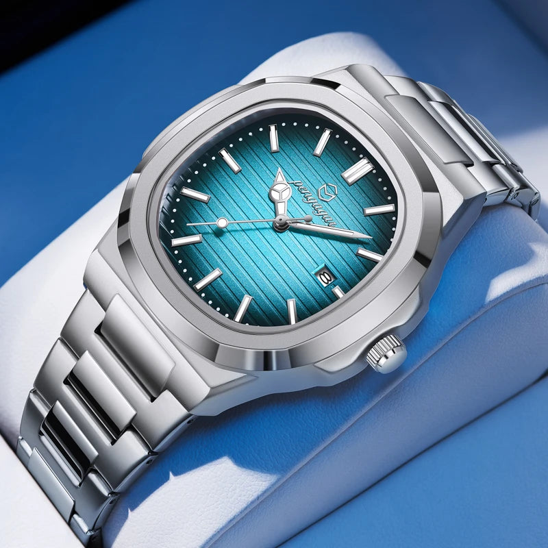 Men Luxury Watch Business Waterproof Male Clock Luminous Date Stainless Steel Square Quartz Men Watch reloj hombre - Ellianto fashion Men's