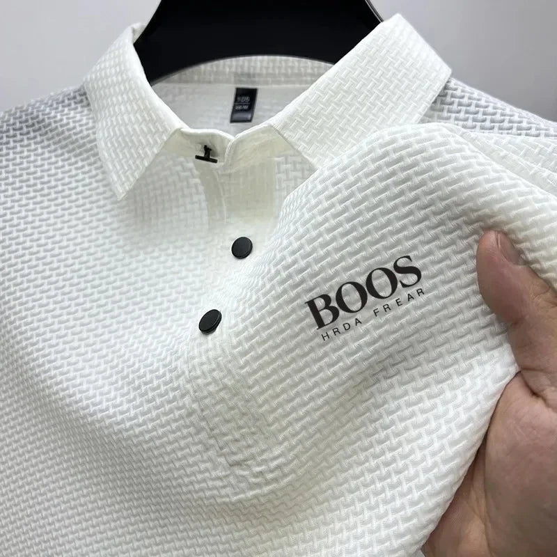 Embroidered High-quality New Men's Short Sleeved T-shirt, Cool and Breathable POLO Shirt, Business Casual, Sweat Absorbing - Ellianto fashion Men's