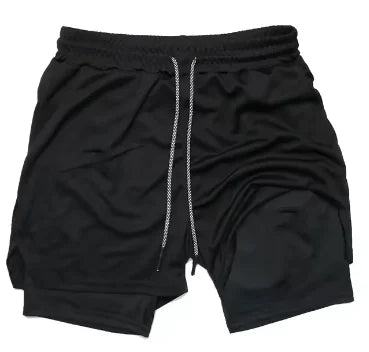 Summer sports versatile double layer men's shorts everyday casual quick-drying sports shorts men - Ellianto fashion Men's