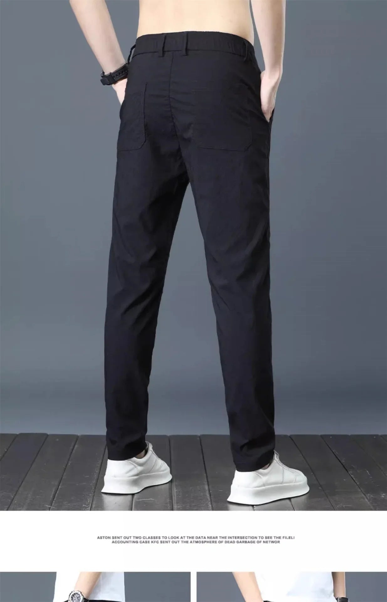 Men's Summer Thin Casual Pants Breathable Ice Silk Elastic Straight-leg Loose-fit Quick Dry Pants Trendy Versatile Long - Ellianto fashion Men's