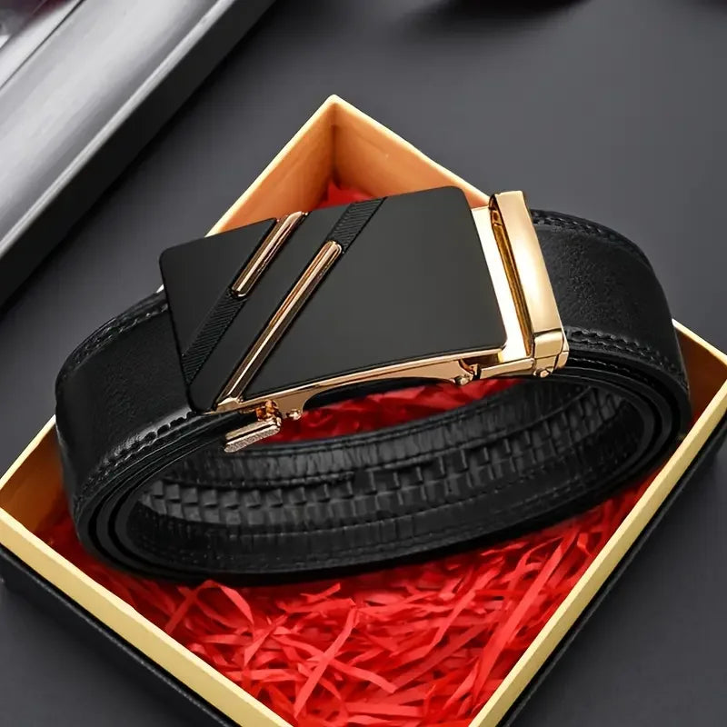 Men belt Leather Belt Metal Alloy Automatic Buckle Brand Luxury Design Waist Belts for Men Strap Male - Ellianto fashion Men's