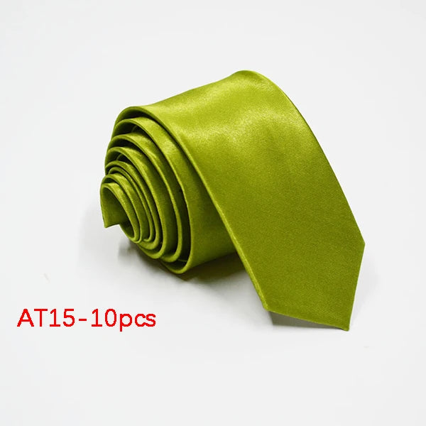 10/12PCS Tie for Men Wholesale 28 Solid Colors Slim Necktie Polyester Satin Cravat Formal Party Ties Fashion Daily Accessory - Ellianto fashion Men's