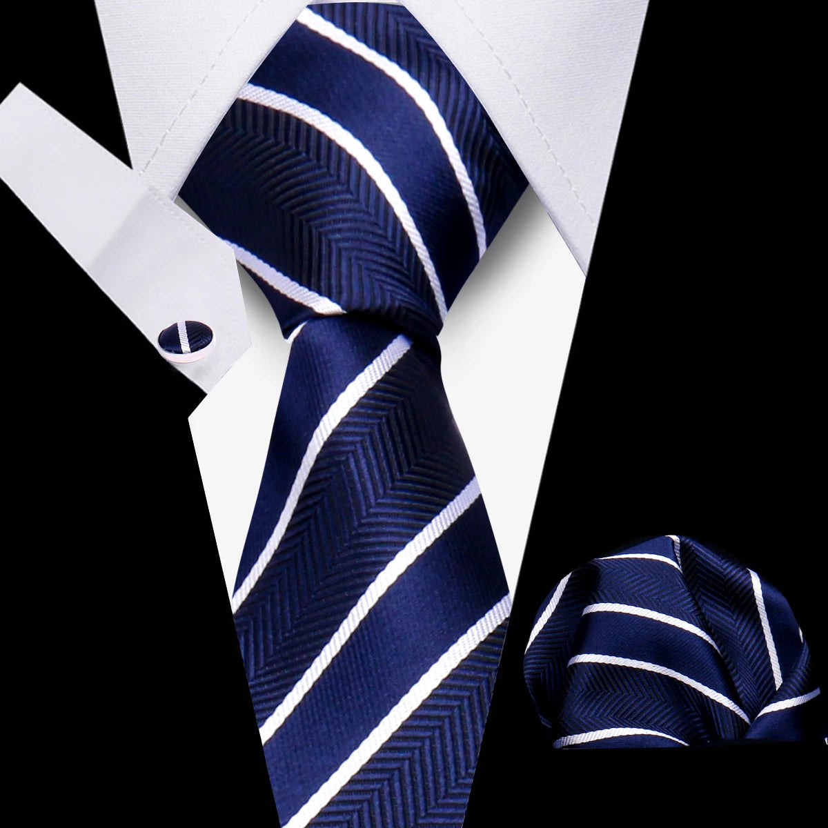 Tie Men Business Necktie Set Classic Plaid Cufflinks Handkerchief For Suit Wedding High Quality 3pcs Ties Sets Formal Gravata - Ellianto fashion Men's