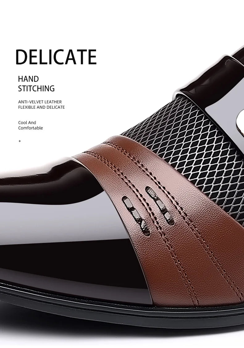 Oxford Shoes Men's Luxury Lacquer Wedding Shoe Pointed Toe Dress Shoes for Men Classic Business Men Leather Shoes Big Size 38-48 - Ellianto fashion Men's