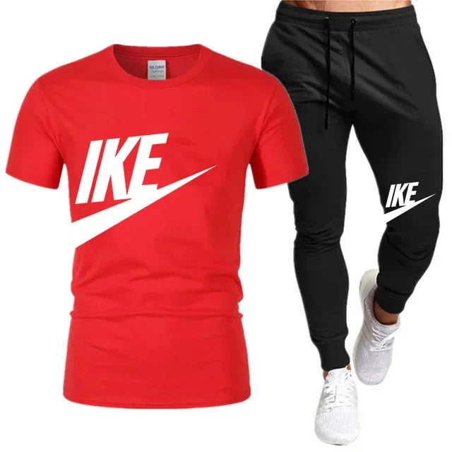 Set The new summer fashion sportswear for 2025: men's short-sleeved high-quality cotton T-shirt + sports shorts 2-piece set, men's c - Ellianto fashion Men's