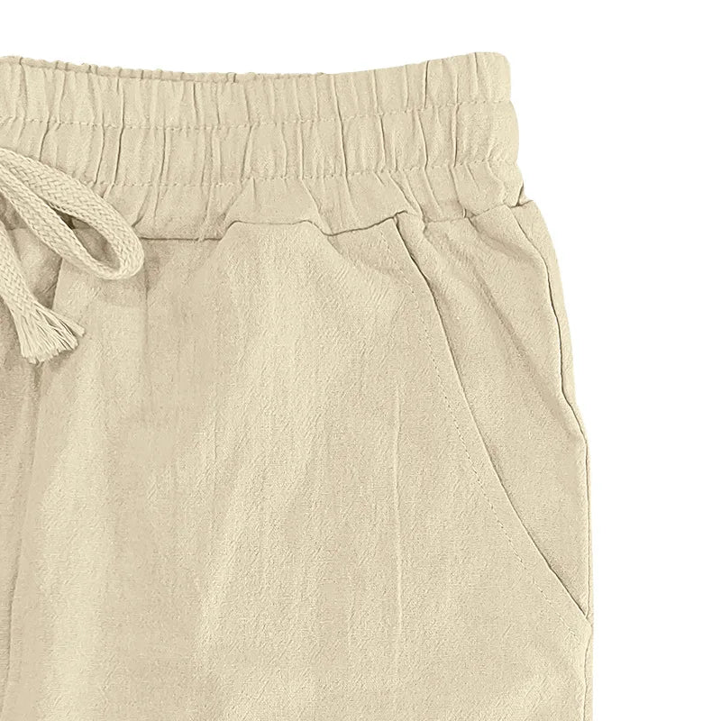 Men's Summer Drawstring Waist Wide Leg Loose Cotton Linen Yoga Pants Beach Casual Trousers with Pockets Casual Lightweight Pants - Ellianto fashion Men's