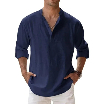 Lightweight Streetwear Henley – Breathable Cotton-Linen Comfort and Effortless Style for the Modern Man