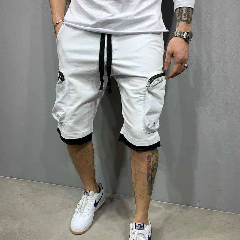 Mens Summer Cargo Shorts Cotton Workout Fitness Shorts Breathable Jogger Training Gyms Bodybuilding Multi Pocket Yellow Shorts - Ellianto fashion Men's
