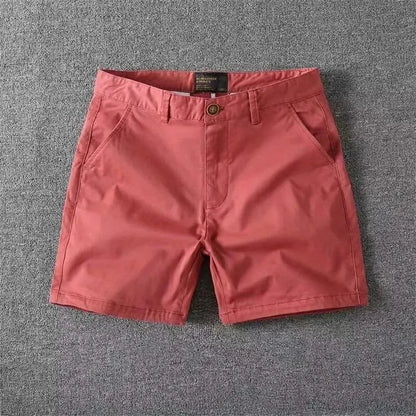 Men’s Summer Cotton Workwear Shorts – Lightweight Slim Straight-Leg Beach Pants with Elastic Waist for Effortless Casual Comfort (Big Sizes Available)