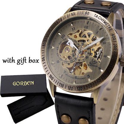 Wrist Watch For Men Waterproof Automatic Mechanical Watch Men's watch Retro montre homme with Genuine Leather relogio masculino - Ellianto fashion Men's