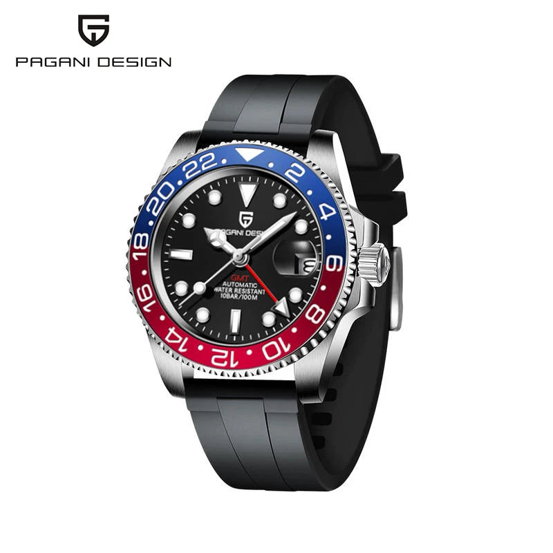 PAGANI DESIGN Automatic mechanical watch rubberstrap 100Mwaterproof night light sports outdoor casual Watch For Man reloj hombre - Ellianto fashion Men's