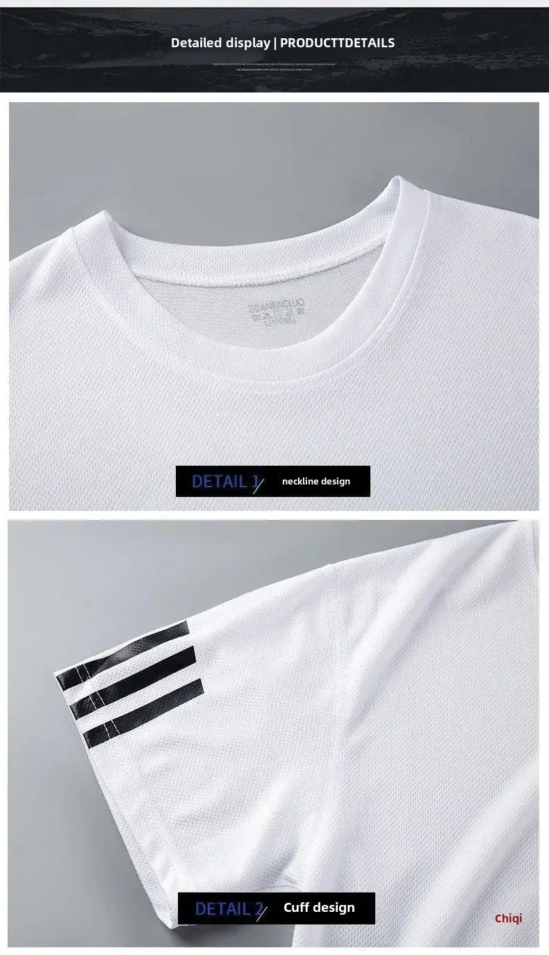 2025 Summer New Men's Round Neck Short Sleeve Casual Loose-fit Quick Dry Breathable Sports Suit - Ellianto fashion Men's