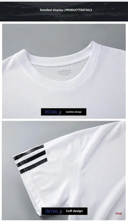 2025 Summer New Men's Round Neck Short Sleeve Casual Loose-fit Quick Dry Breathable Sports Suit - Ellianto fashion Men's