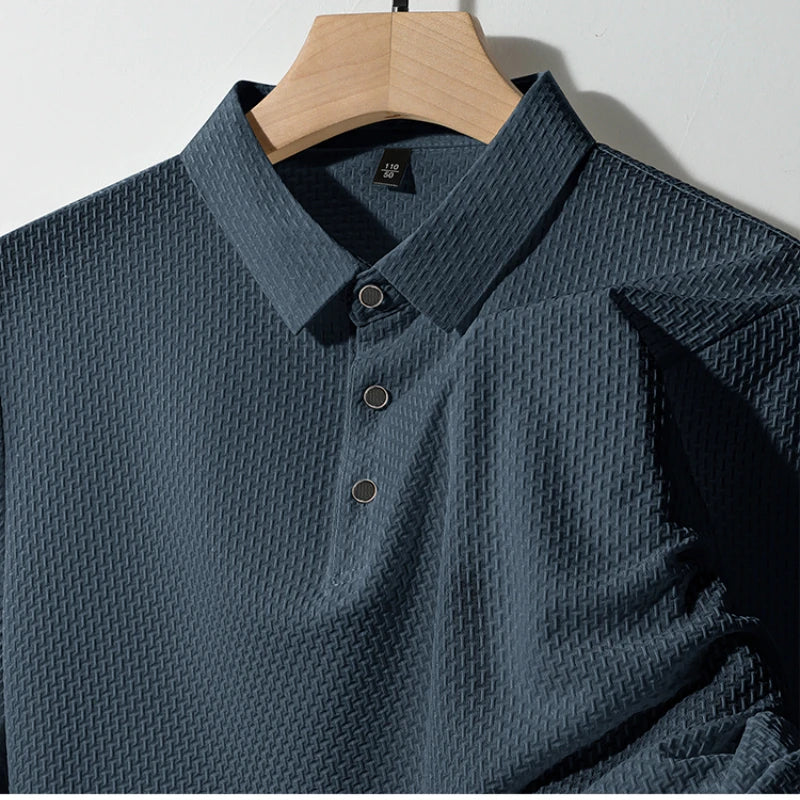 2025 Summer Men's New Polo Shirt Seamless Premium Luxury Business Casual Golf Slim Fit Blouse Collar T-shirt Men Clothing - Ellianto fashion Men's