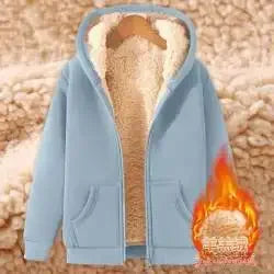 Autumn Winter New Men's Fleece Lined Thickened Sweatshirt Cardigan Hooded Zip Up Versatile Casual Jacket Warm Lambswool