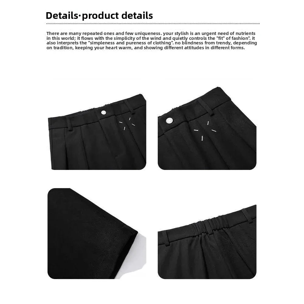 Black Casual Men's Suit Pants Draping Loose Versatile Spring Autumn Seasonal Professional Long Trousers for Male - Ellianto fashion Men's