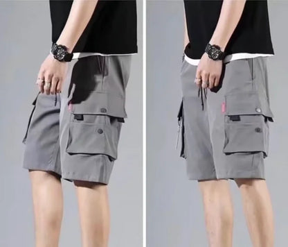 Workwear shorts, men's multiple pockets, medium shorts, summer thin loose cropped pants - Ellianto fashion Men's