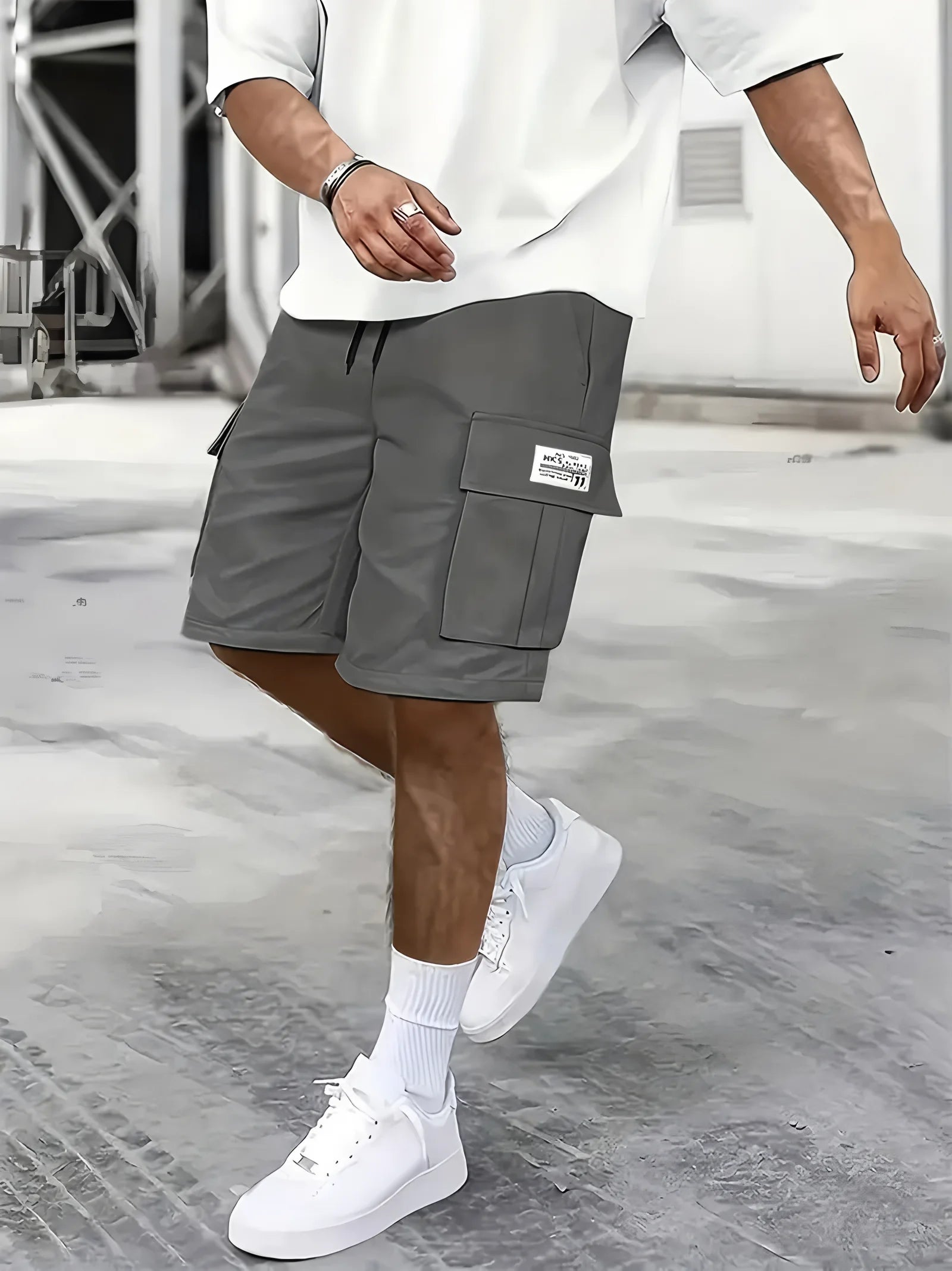 Men's work shorts; summer comfort; multi-pocket; outdoor leisure sport beach pants; elastic waistband - Ellianto fashion Men's
