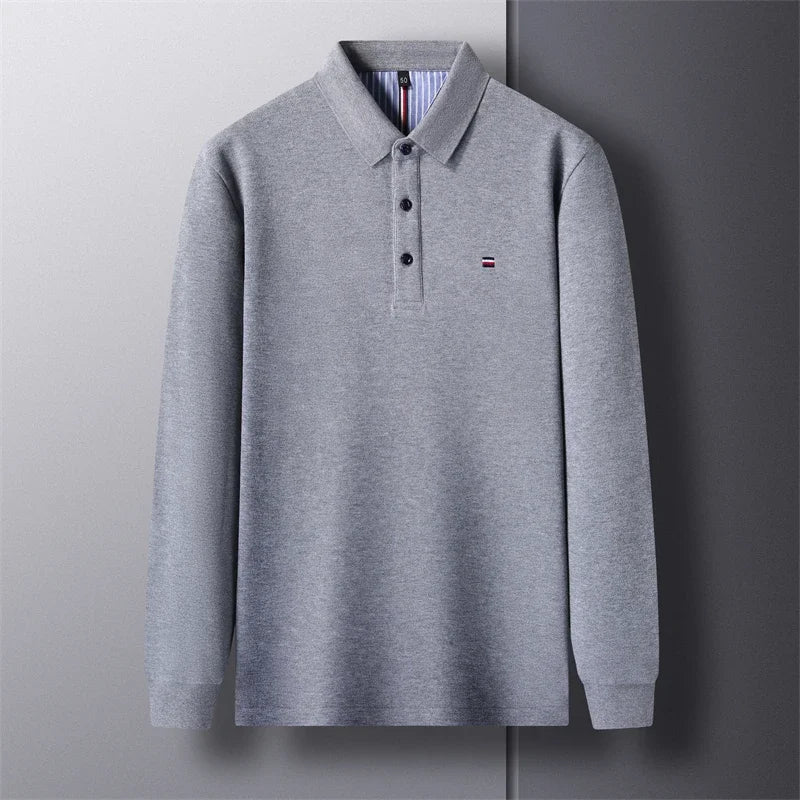 2025 New Men's Casual and Fashionable Embroidered Long Sleeved Polo Shirt Comfortable Breathable and Versatile Summer Top - Ellianto fashion Men's