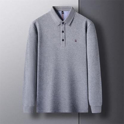 2025 New Men's Casual and Fashionable Embroidered Long Sleeved Polo Shirt Comfortable Breathable and Versatile Summer Top - Ellianto fashion Men's