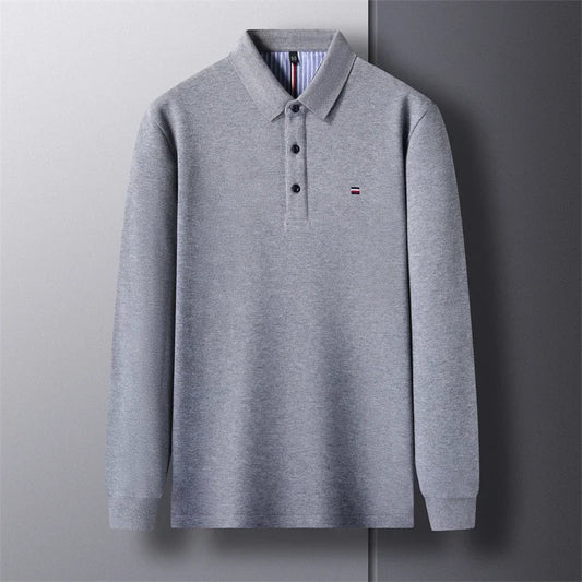 2025 New Men's Casual and Fashionable Embroidered Long Sleeved Polo Shirt Comfortable Breathable and Versatile Summer Top - Ellianto fashion Men's