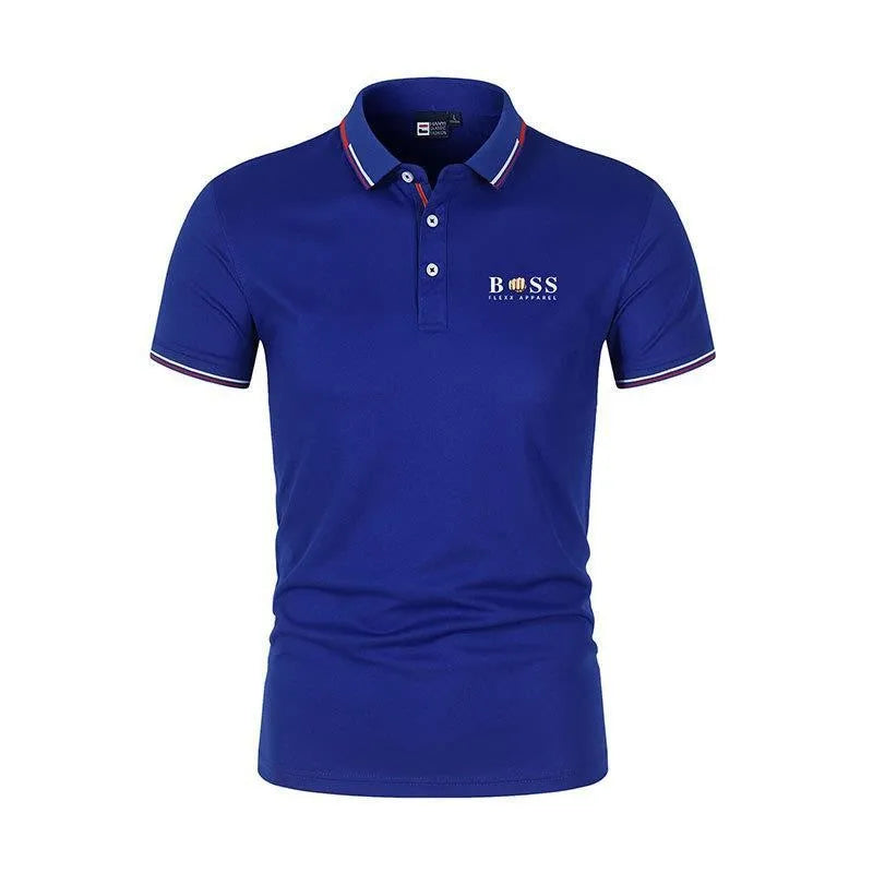 2025 New Fashion BSS FLEXX APPAREL Brand Polo Shirt Men's Summer Standing Neck Slim Fit Solid Color Breathable Casual Men's Polo - Ellianto fashion Men's
