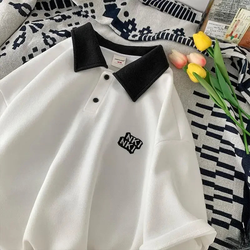 Trendy Insider Men's Polo Shirt Short Sleeve Casual Loose Fit Couple's Wardrobe Piece Sensible Niche Top Summer Fashion - Ellianto fashion Men's
